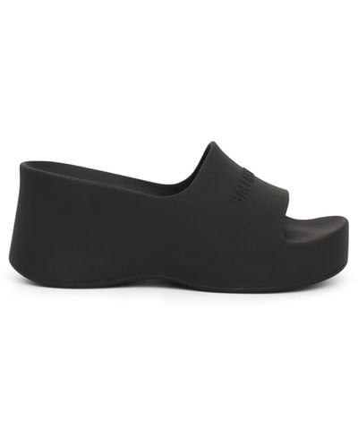 Balenciaga Chunky Wedge Sandals, , 100% Rubber - Black