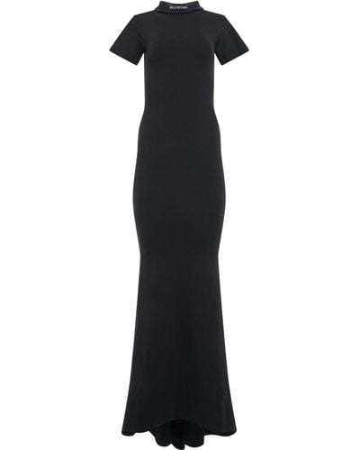 Balenciaga Logo Maxi T-Shirt Dress, Short Sleeves, Washed, 100% Cotton, Size: Medium - Black