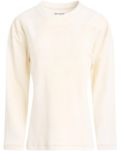 Maison Margiela 'Rib Cotton Logo Sweatshirt, Long Sleeves, Off, 100% Cotton, Size: Small - White