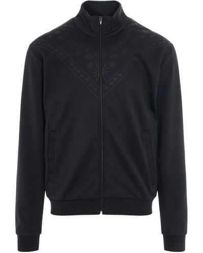 Marcelo Burlon 'Bandana Slim Track Jacket, Long Sleeves, /Anthracite, 100% Cotton, Size: Small - Black