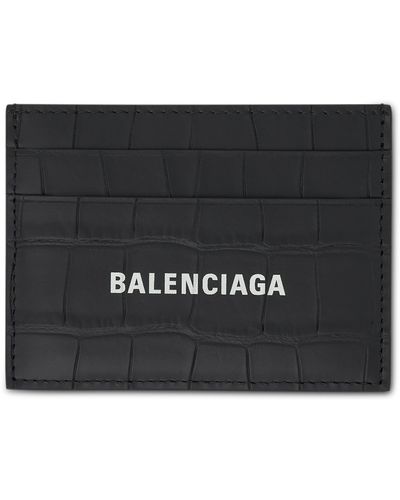 Balenciaga Croco Calf Leather Cash Card Holder, /, 100% Calfskin - Black