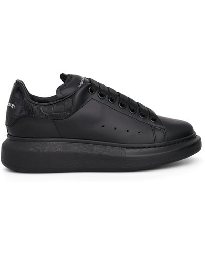 Alexander McQueen Larry Croco Leather Sneakers, , 100% Calf Leather - Black