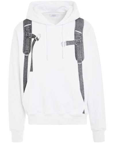 Off-White c/o Virgil Abloh Off- Backpack Skate Fit Hoodie, Long Sleeves, 100% Cotton, Size: Large - White