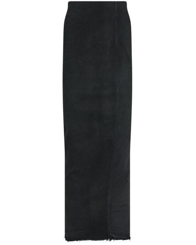 Rick Owens Dirt Pillar Denim Skirt, , 100% Cotton - Black