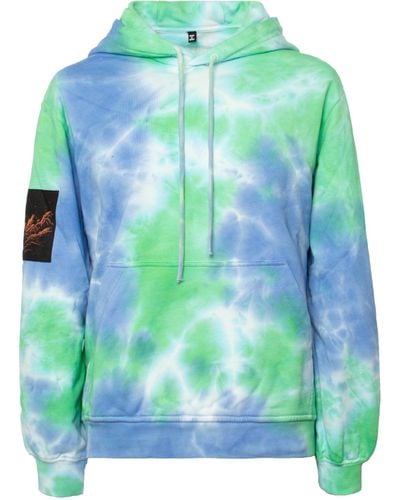 McQ 'Tie Dye Relaxed Hoodie, Long Sleeves, Ocean, 100% Cotton, Size: Small - Green