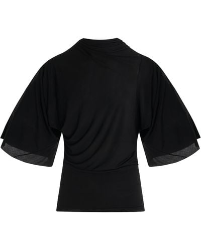 Rick Owens Cylinder Top, Short Sleeves, , 100% Silk - Black
