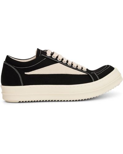 Rick Owens Cotton Barre Vintage Sneakers, /Milk, 100% Cotton - Black