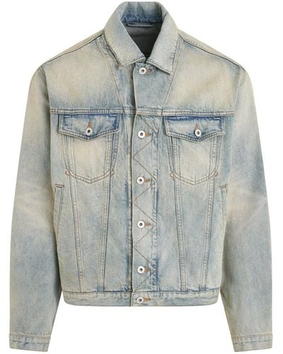 KENZO 'Drawn Varsity Denim Trucker Jacket, Long Sleeves, Dirty, 100% Cotton, Size: Small - Blue