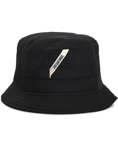 Jacquemus Ovalie Logo Bucket Hat, , 100% Cotton - Black