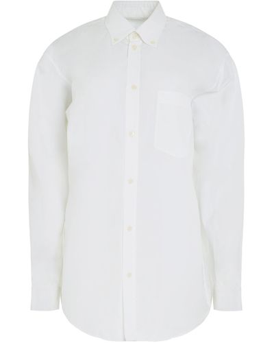 Balenciaga Poplin Large Fit Shirt, Long Sleeves - White