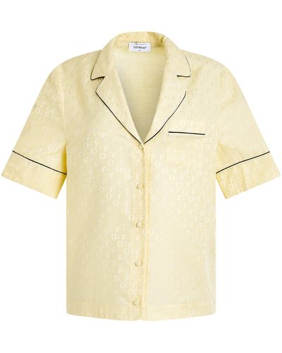 Off-White c/o Virgil Abloh Off- Pyjama Jacquard Short-Sleeves Shirt, Long Sleeves, , 100% Cotton - Metallic