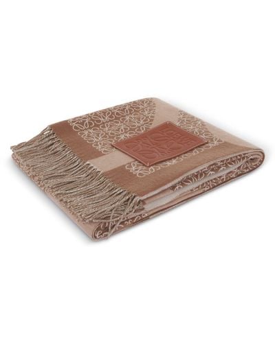 Loewe Anagram Wool Blanket, , 100% Mohair - Brown