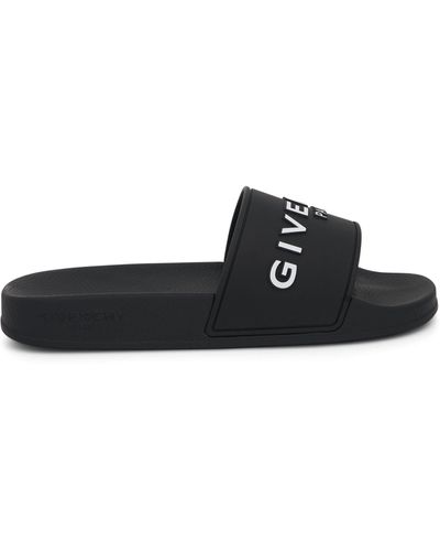 Givenchy Logo Slide Flat Sandals, , 100% Polyurethane - Black