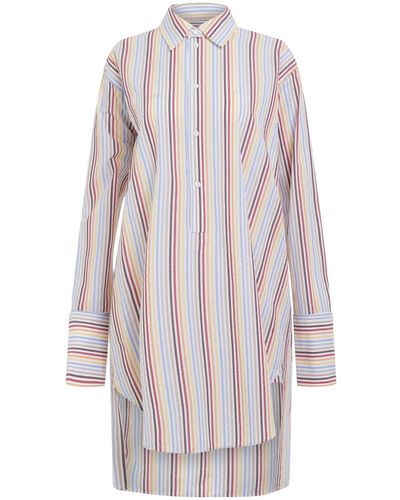 Loewe Stripe Deconstructed Silk Shirt Dress, /Bue/, 100% Cotton - Multicolour