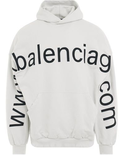 Balenciaga Bal. Com Oversized Hoodie, Dirty, 100% Cotton - White