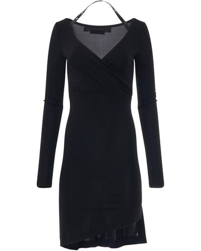 Off-White c/o Virgil Abloh Off- Fluid Jersey Twisted Long Sleeve Dress, , 100% Viscose - Black