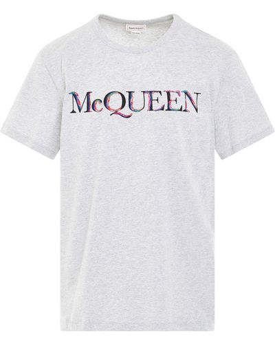Alexander McQueen Logo Print T-Shirt, Short Sleeves, , 100% Cotton - White