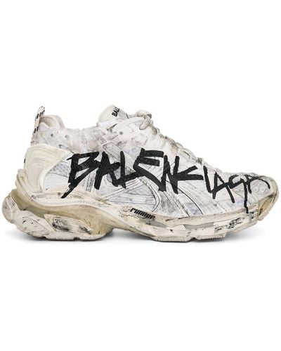 Balenciaga Runner Mesh Graffiti Sneakers, /, 100% Rubber - White