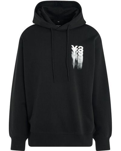 Y-3 Blurry Logo Hoodie, Long Sleeves, , 100% Organic Cotton, Size: Large - Black