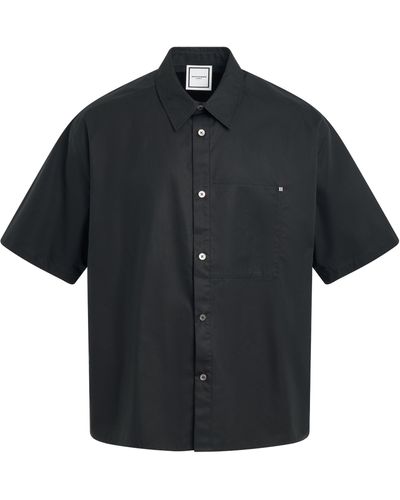 WOOYOUNGMI Back Logo Short Sleeve Shirt, , 100% Cotton - Black