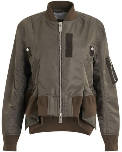 Sacai Nylon Twill Ma-1 Jacket, Long Sleeves, , 100% Nylon - Green