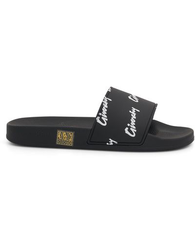 Givenchy Logo All Over Print Flat Rubber Sandals, /, 100% Polyurethane - Black
