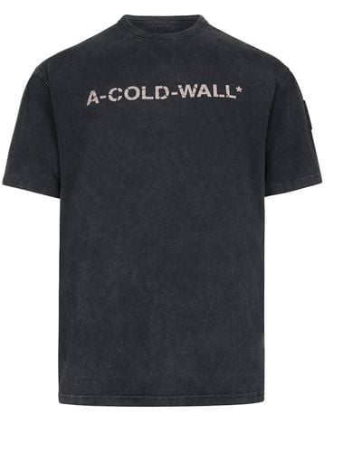 A_COLD_WALL* 'Overdye Logo T-Shirt, Round Neck, Short Sleeves, , 100% Cotton, Size: Small - Black