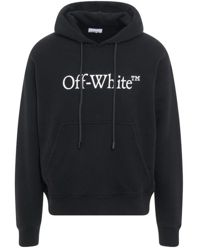 Off-White c/o Virgil Abloh Off- 'Big Bookish Skate Fit Hoodie, Long Sleeves, , 100% Cotton, Size: Small - Black