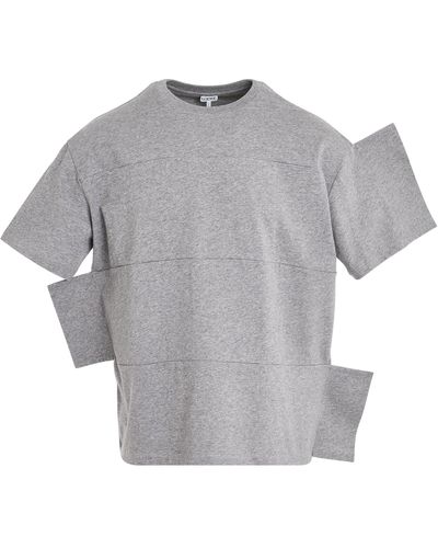 Loewe Distorted T-Shirt, Short Sleeves, Melange, 100% Cotton, Size: Medium - Grey