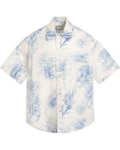 WOOYOUNGMI Jellyfish Print Short Sleeve Shirt, , 100% Cotton - Blue