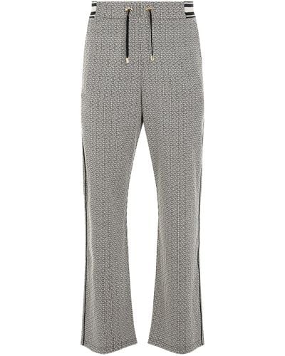Balmain Monogram Jacquard Pajama Pants, Ivory/, 100% Polyester, Size: Medium - Gray