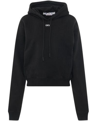 Off-White c/o Virgil Abloh Off Stamp Cropped Hoodie In Black/white