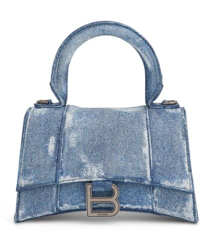 Balenciaga Hourglass Xs Handbag, Denim, 100% Lambskin - Blue