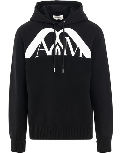Alexander McQueen Hybrid Logo With Charm Hooded Sweater, Long Sleeves, /Ivory, 100% Cotton, Size: Medium - Black