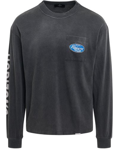 Represent 'Classic Parts Long Sleeve T-Shirt, Round Neck, Washed, 100% Cotton, Size: Small - Gray