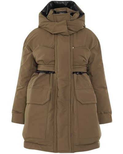 Sacai Padded Jacket With Hood, Long Sleeves, , 100% Polyester - Brown