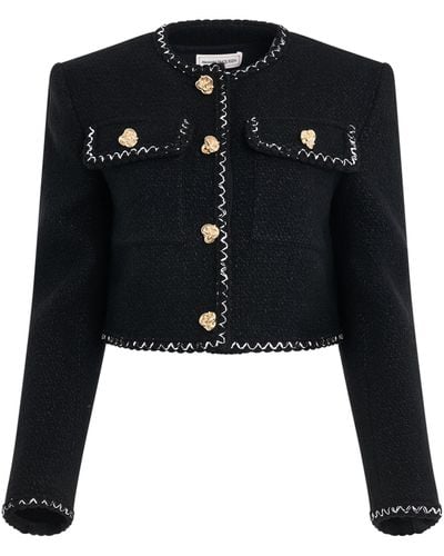 Alexander McQueen Patch Pocket Tweed Jacket, Long Sleeves, , 100% Cotton - Black