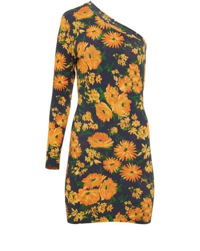 Balenciaga 'Asymmetric Mini Dress, Long Sleeves, /, 100% Cotton, Size: Small - Yellow