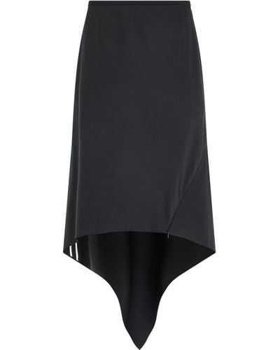 Helmut Lang Scarf Hem Skirt, , 100% Virgin Wool - Black