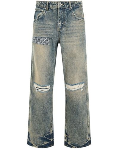 Represent R3D Destroyer Baggy Denim Jeans, Cream, 100% Cotton - Blue