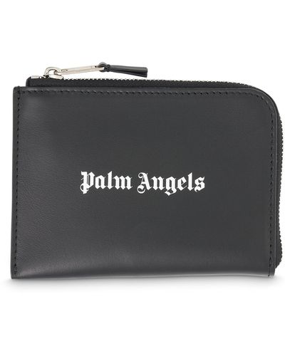 Palm Angels Logo Caviar Zip Cardholder, , 100% Viscose - Black