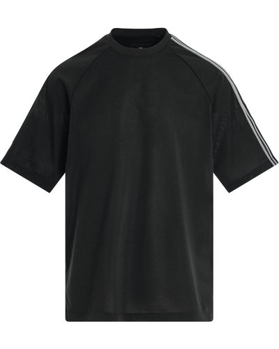 Y-3 '3 Stripe T-Shirt, Short Sleeves, /Off, 100% Cotton, Size: Small - Black