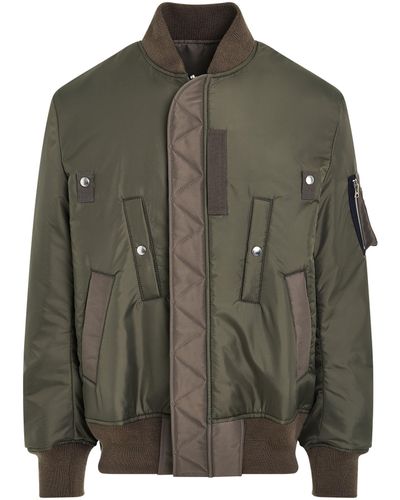 Sacai Nylon Twill Blouson Bomber Jacket, Long Sleeves, , 100% Polyester - Green