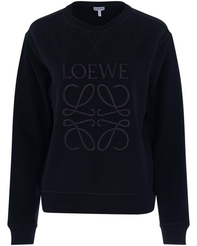 Loewe Anagram Logo Embroidered Sweatshirt In Black