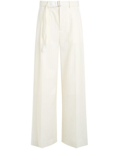 Sacai Chalk Stripe Pants, Off, 100% Polyester - White
