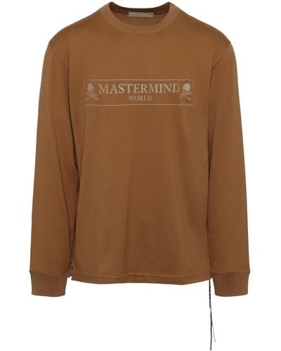 Mastermind Japan Boxed Logo Long Sleeve T-Shirt, , 100% Cotton, Size: Large - Brown