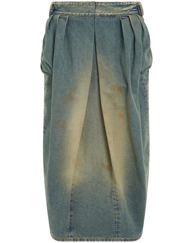 Maison Margiela Pleated Denim Skirt, , 100% Cotton - Green