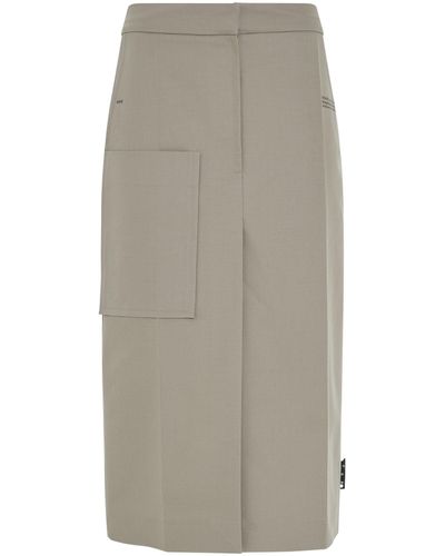 Off-White c/o Virgil Abloh Off- Cotton Twill Cargo Skirt, Light, 100% Cotton - Grey