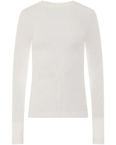 Givenchy Structured Panel Top, Round Neck, Long Sleeves - White