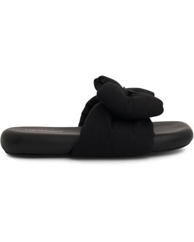 Off-White c/o Virgil Abloh Off- Linen Bow Padded Slippers Sandals, , 100% Leather - Black